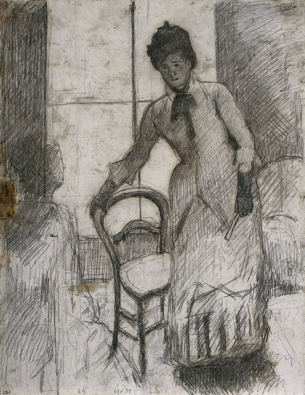O Visitante reto, c. 1881 de Mary Cassatt