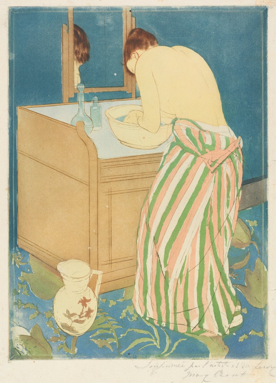 Mulher tomando banho, 1890-1891. de Mary Cassatt