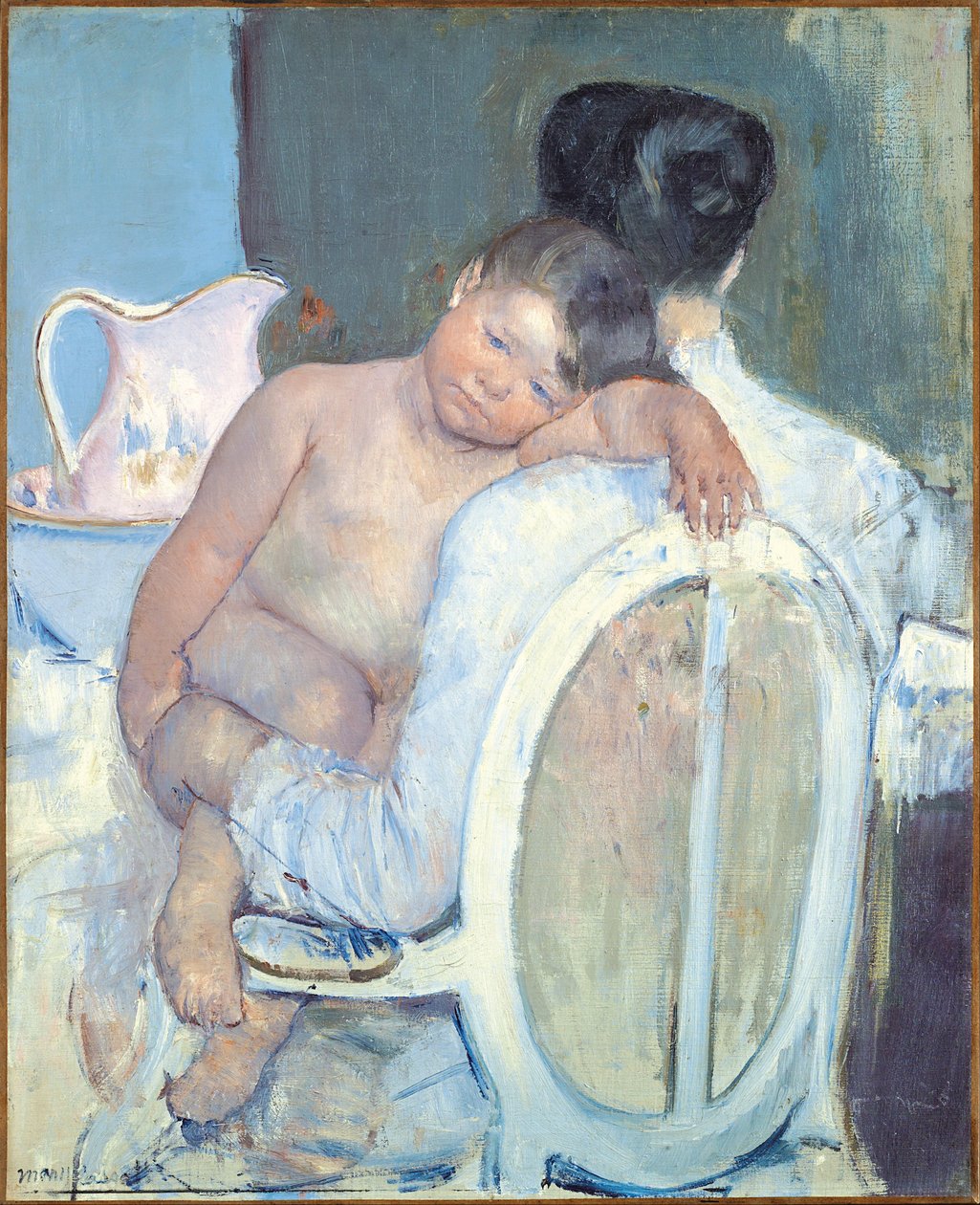 Mulher sentada com uma criança nos braços de Mary Cassatt