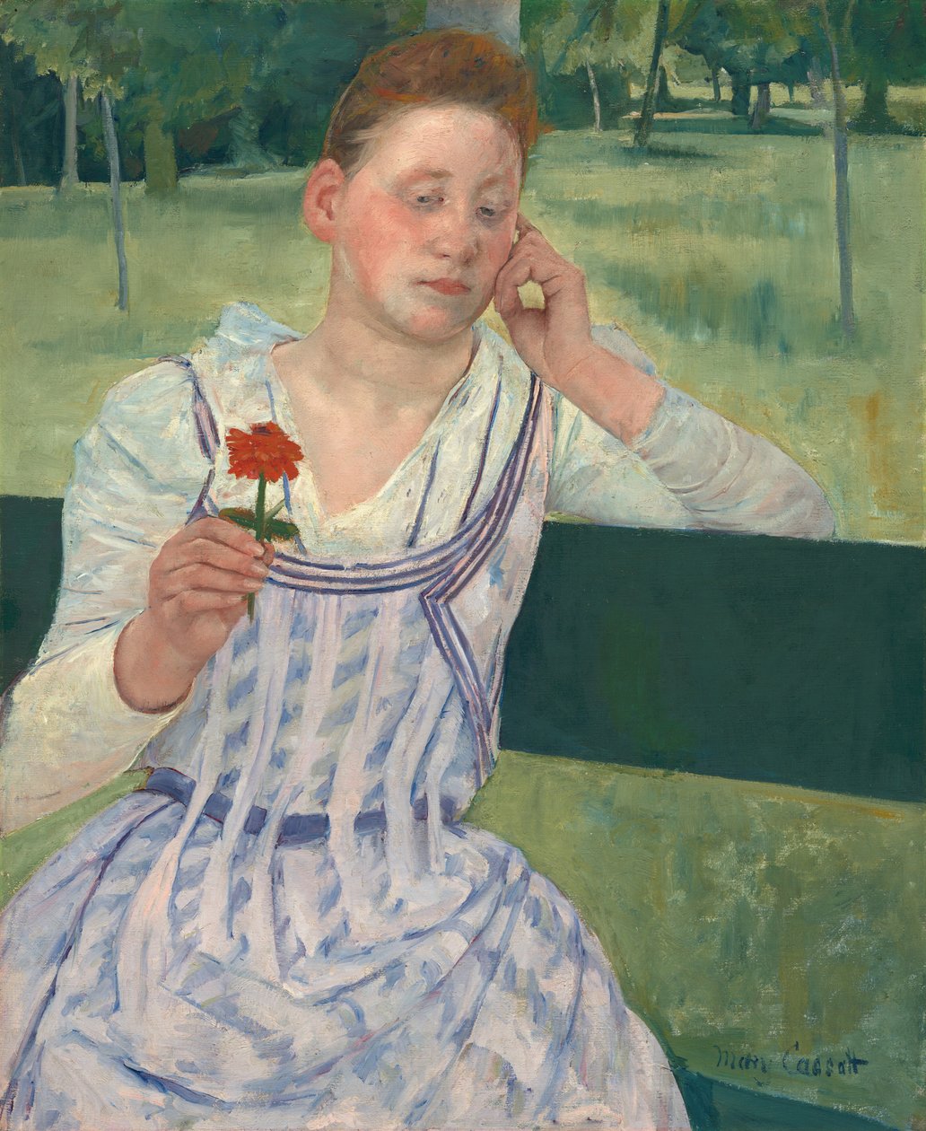 Mulher com uma Zinnia vermelha de Mary Cassatt