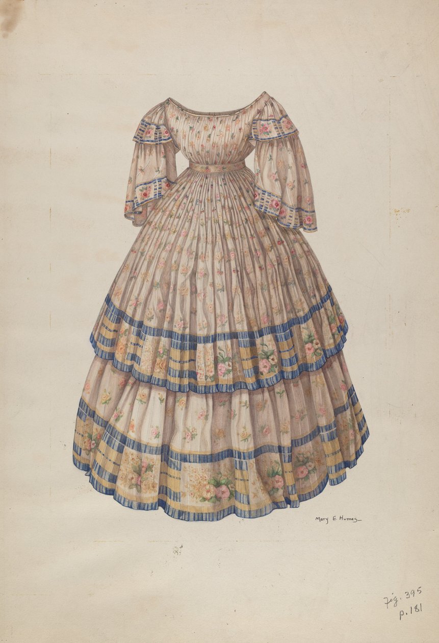Vestido com saia rodada, 19351942. de Mary E Humes