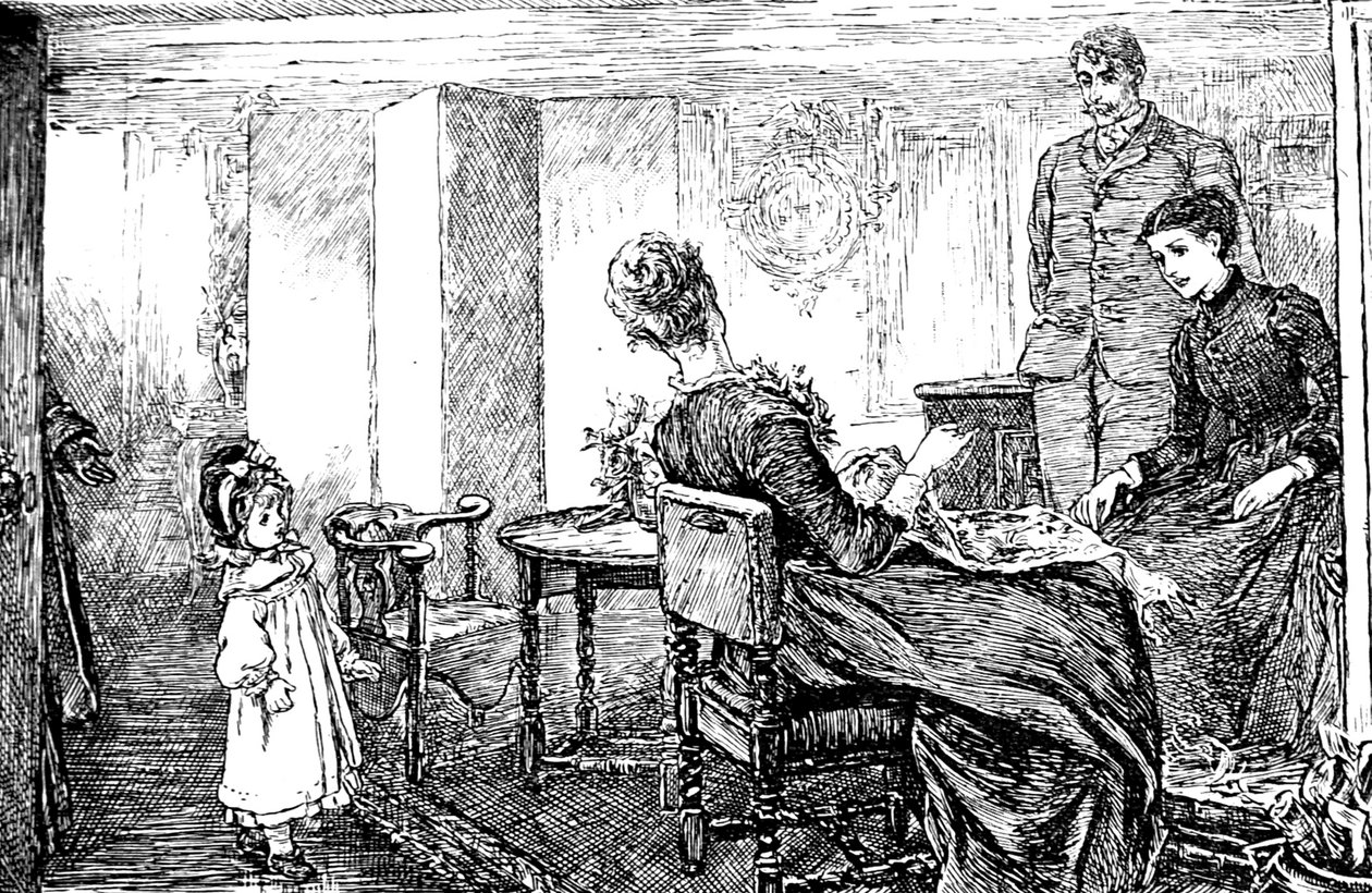 Uma menina com a tia e o tio, que estão a tomar conta dela durante a tarde. de Mary Ellen Edwards