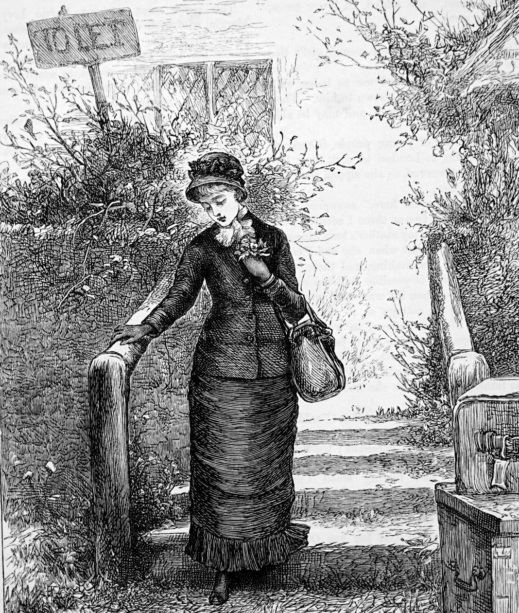 Uma mulher a olhar para a casa para alugar de Mary Ellen Edwards