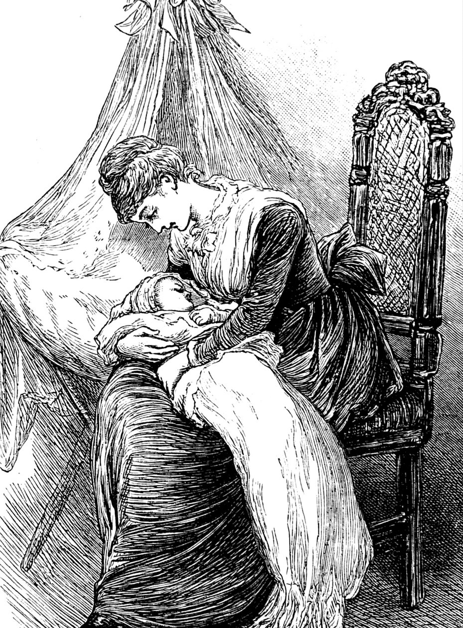Uma jovem mãe abraçando seu filho de Mary Ellen Edwards
