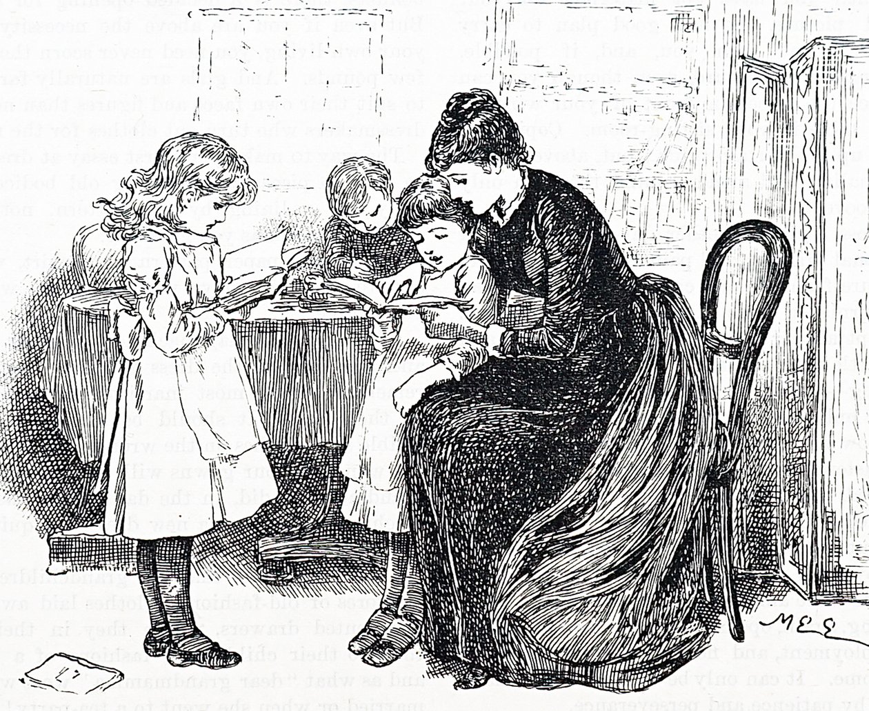 Crianças a serem lidas pela mãe de Mary Ellen Edwards
