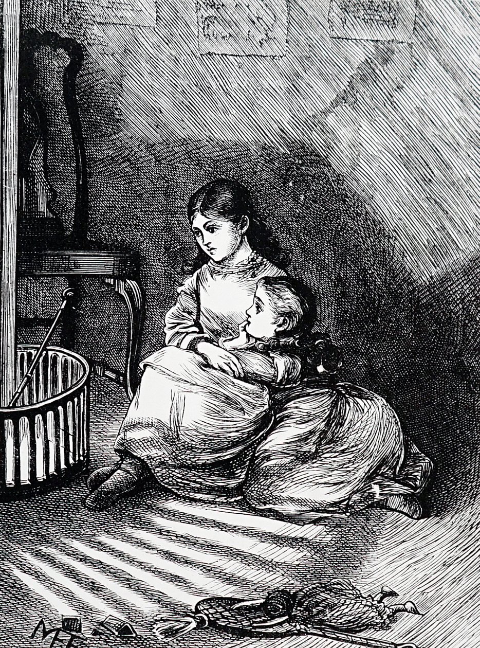 Crianças sentadas junto à lareira de Mary Ellen Edwards