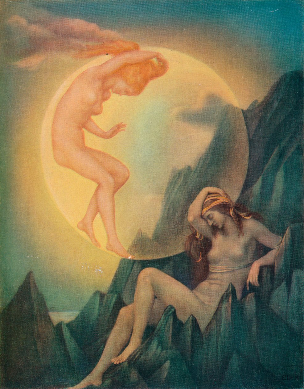 Terra adormecida e lua do despertar, c1905 de Evelyn De Morgan
