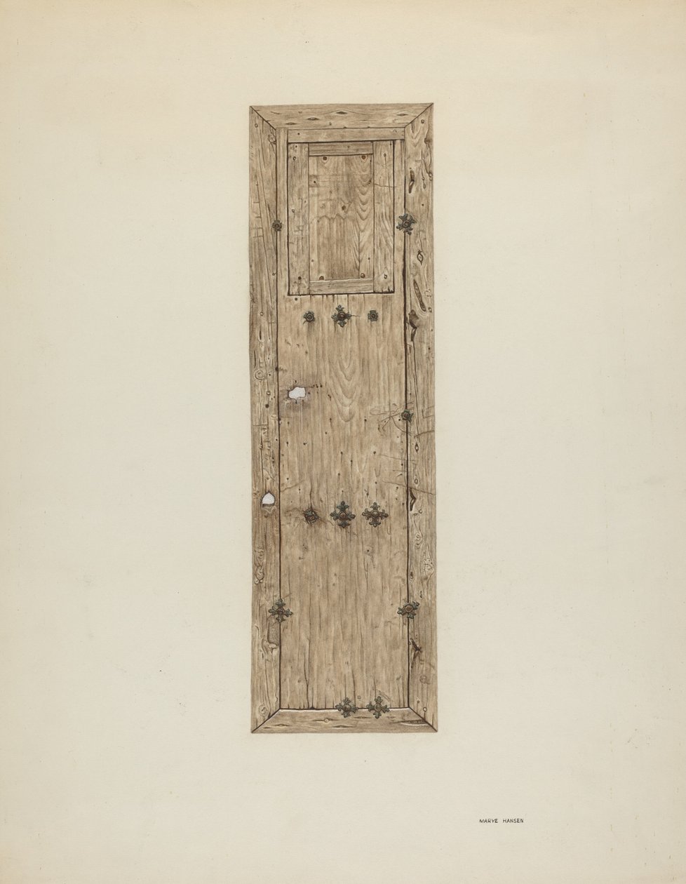 Porta de Cobre Um de um Par, c. 1939. de Mary Hansen