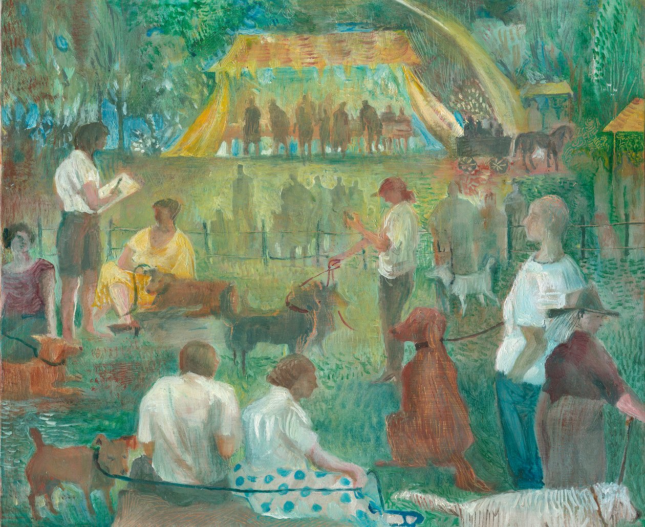Exposição canina, Wadebridge, 2012 (petróleo a bordo) de Mary Kuper