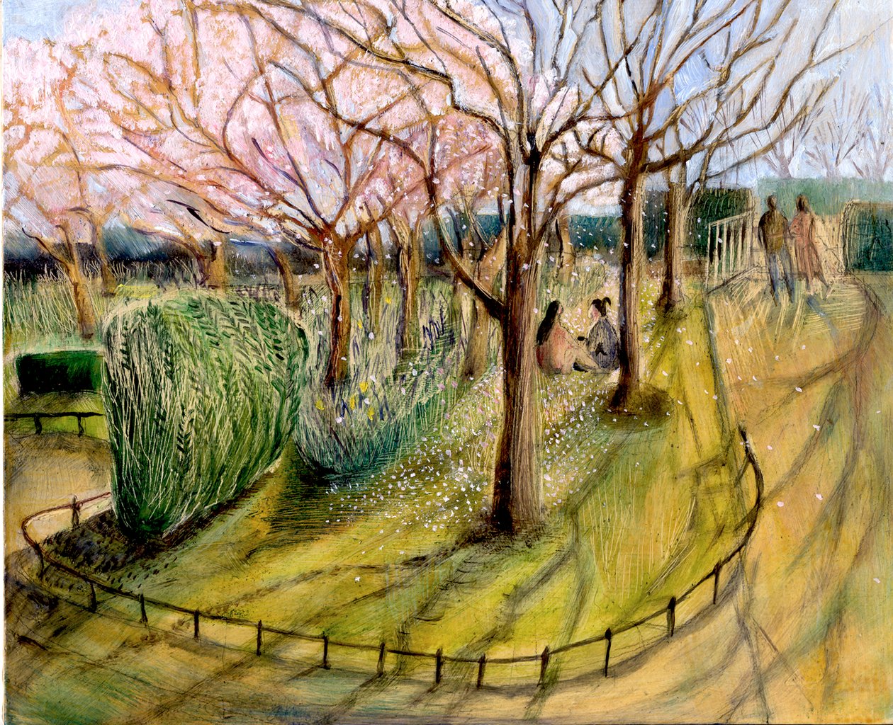 turistas japoneses, Regents Park, 2004 (petróleo a bordo) de Mary Kuper
