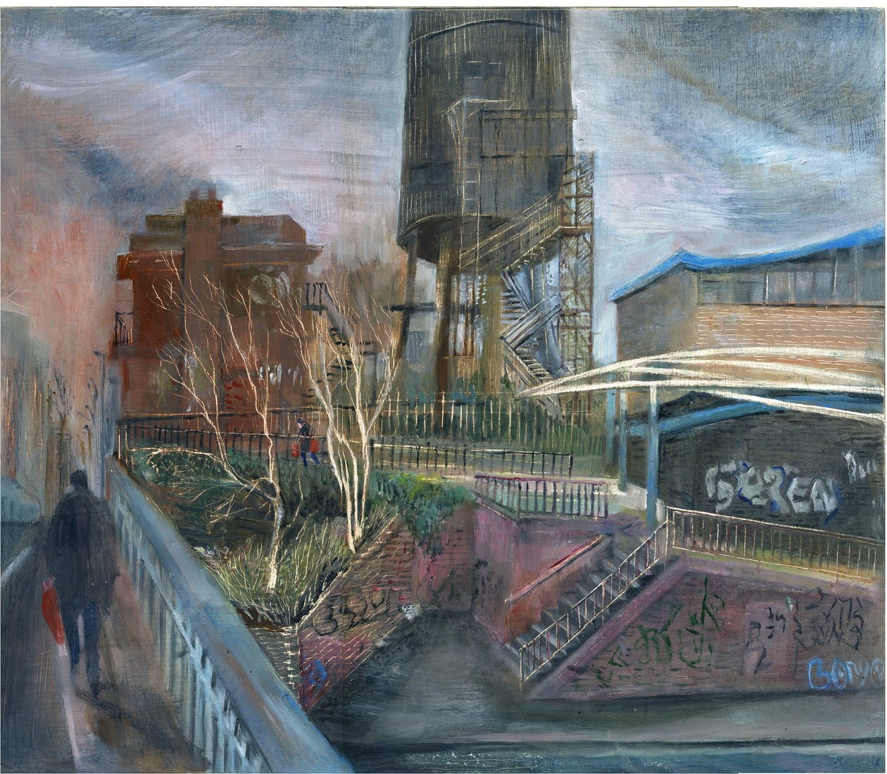 Bloqueio de Ladbroke Grove: 1, sobre o canal, 2020 (óleo a bordo) de Mary Kuper