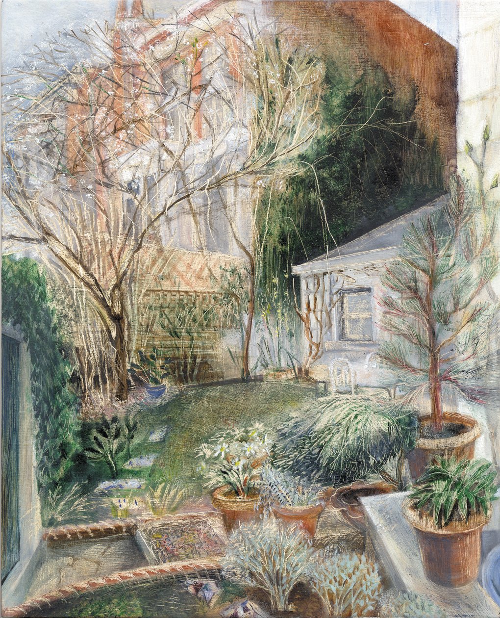 London Garden, 2002 (óleo a bordo) de Mary Kuper