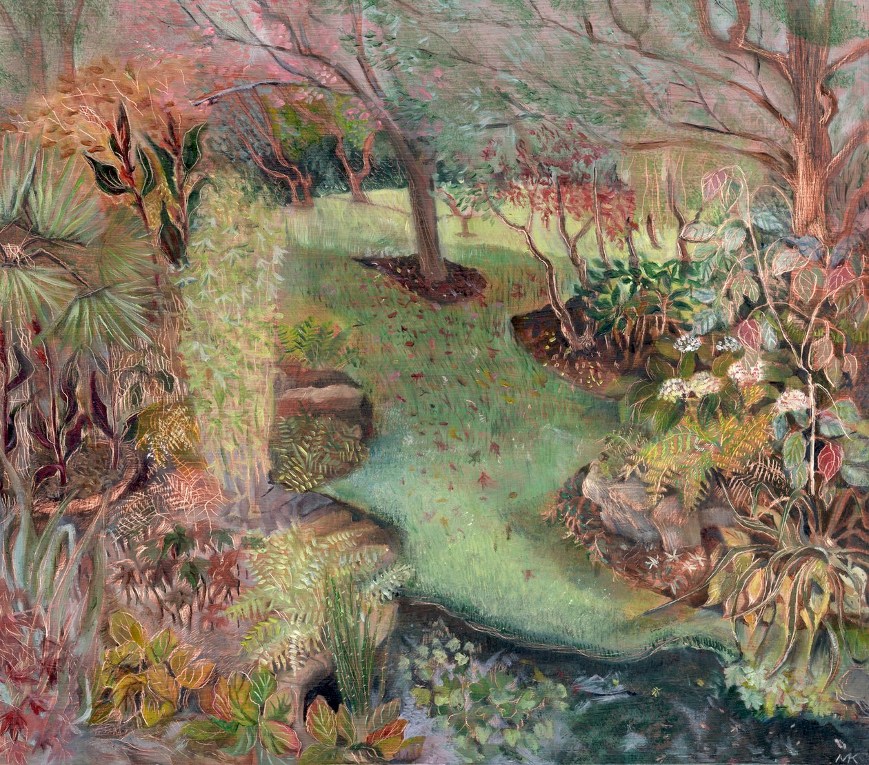 Macgregor Garden, 2003 (óleo a bordo) de Mary Kuper