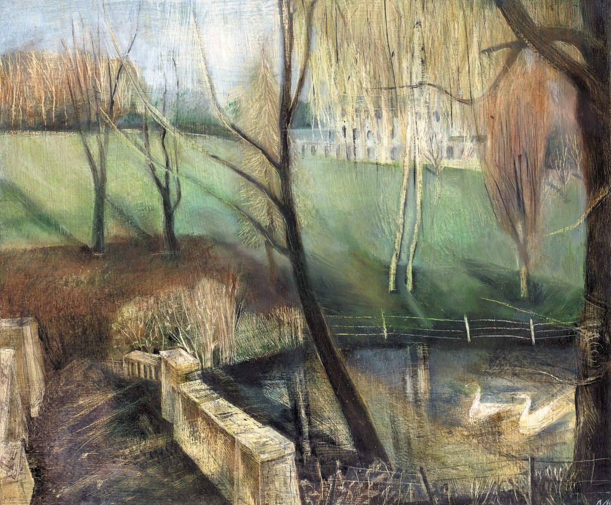 Pond, Kenwood, 2002 (óleo a bordo) de Mary Kuper