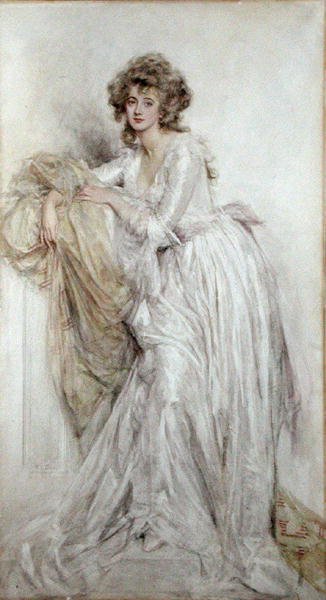 Uma Dama Eduardiana (aguarela sobre papel) de Mary L. Gow