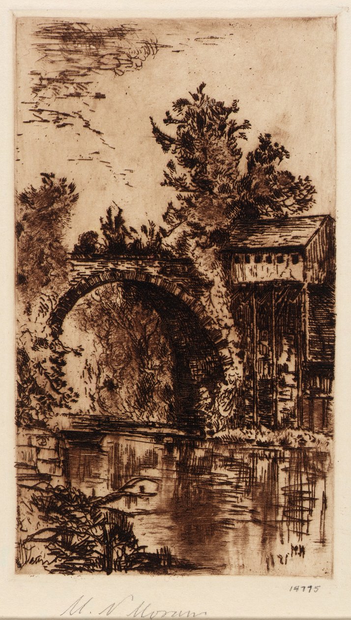 Ponte sobre o rio Buskill, Easton, Pa. de Mary Nimmo Moran