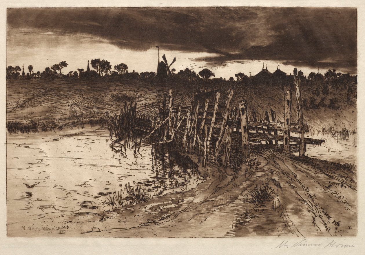 Entre o Gleamin e o Mirk, Quando os Kye vêm Hame, 1883. de Mary Nimmo Moran