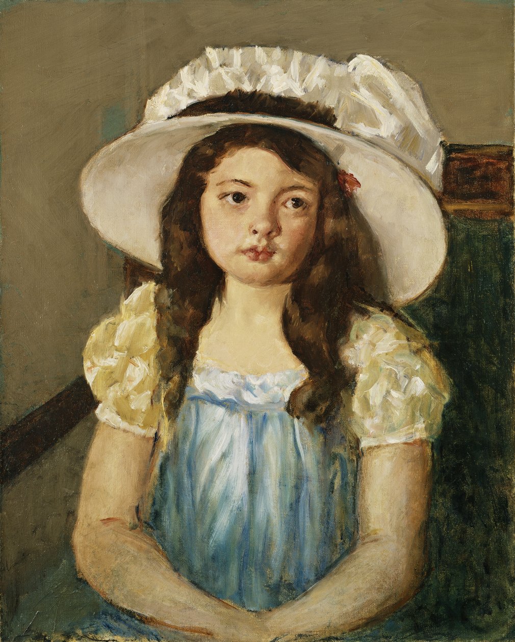 Francoise usando um grande chapéu branco, de Mary Cassatt