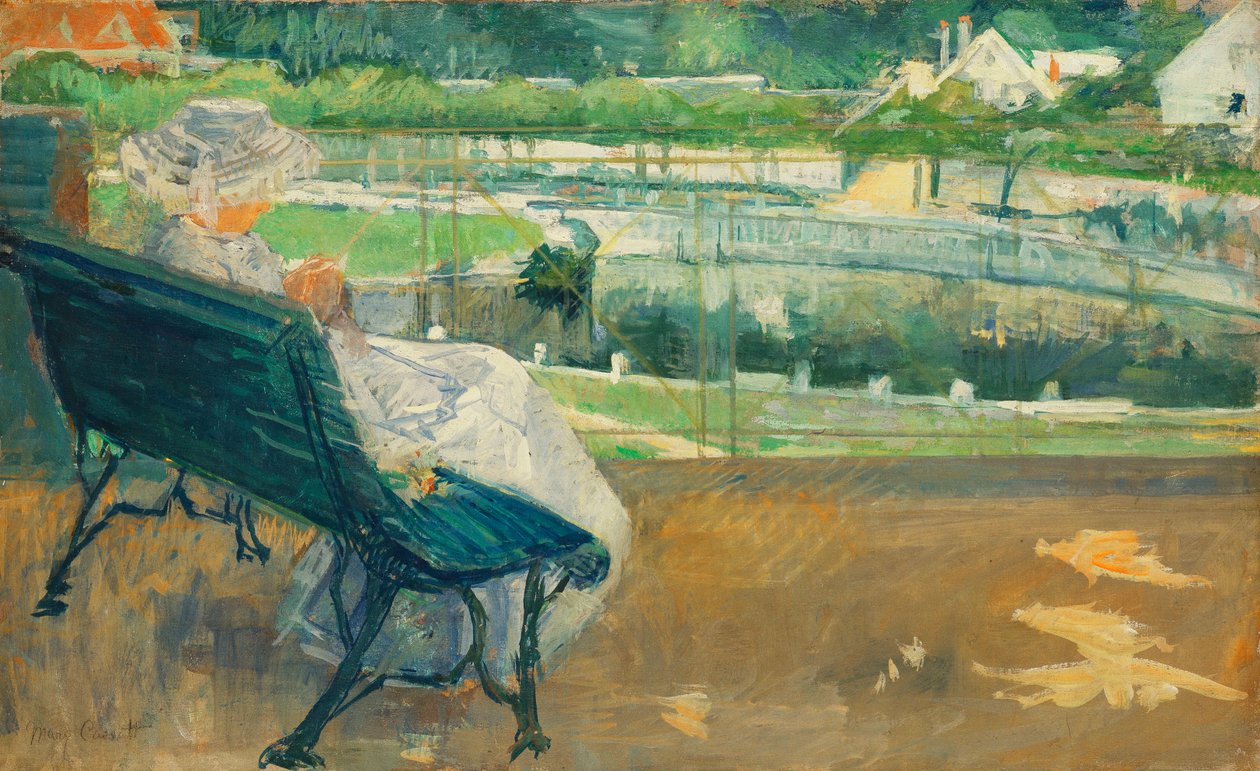 Lydia sentado em uma varanda, Crocheting, c.1881 de Mary Cassatt