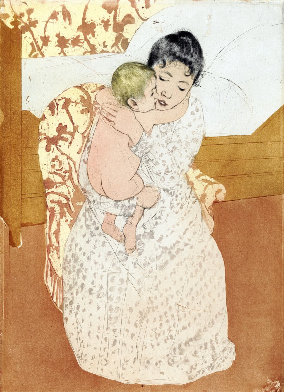 Carícia materna 1891; por Mary Cassatt de Mary Stevenson Cassatt
