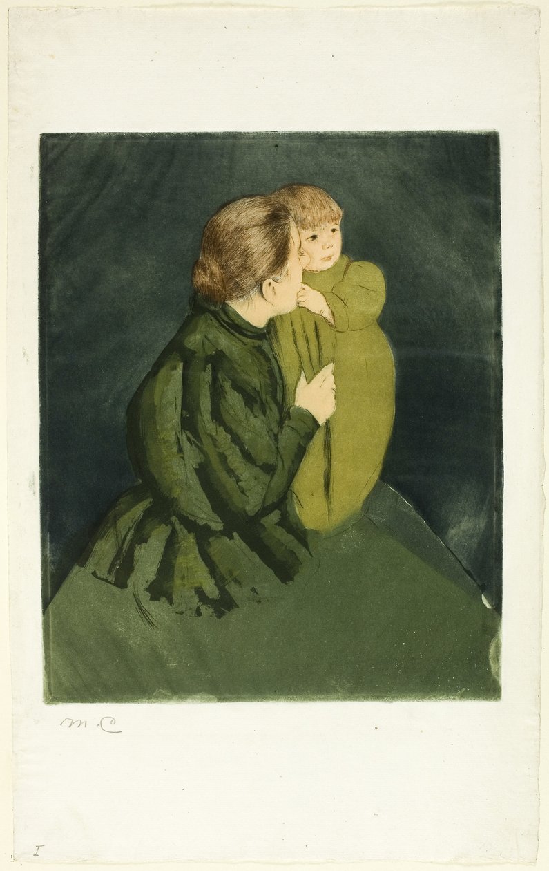 Mãe camponesa e criança, c.1895 (gravura e água-tinta) de Mary Stevenson Cassatt