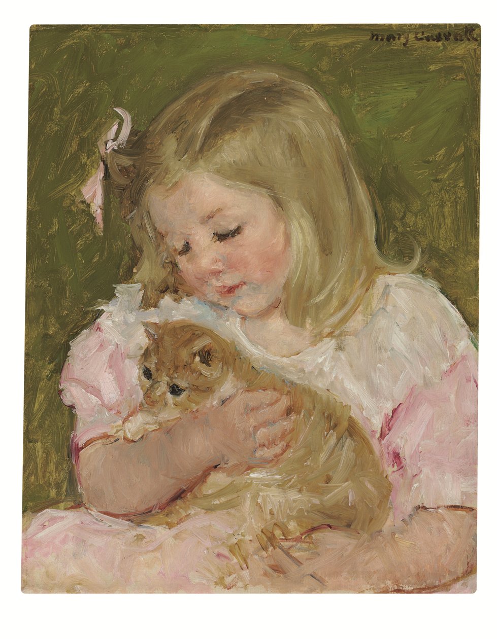 Sara segurando um gato, c.1907-08 (óleo sobre tela) de Mary Stevenson Cassatt
