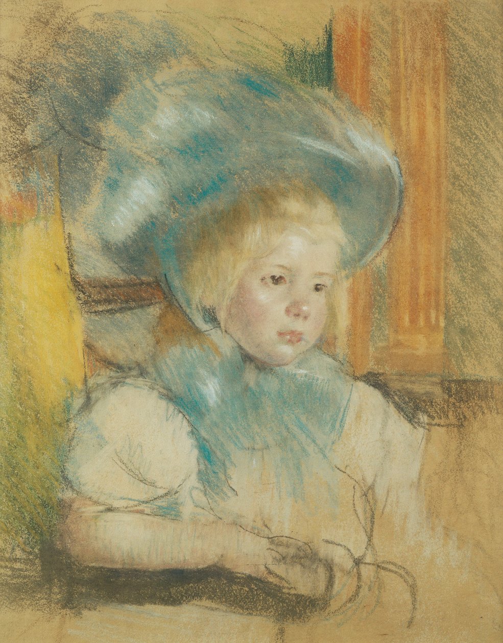 Simone em um chapéu emplumado, c.1903 de Mary Cassatt