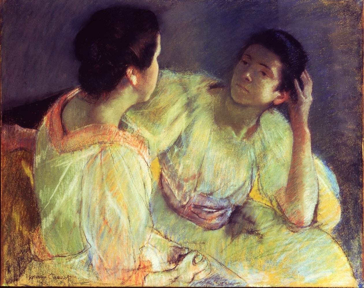The Conversation, c.1896 (pastel sobre papel colocado sobre tela) de Mary Stevenson Cassatt
