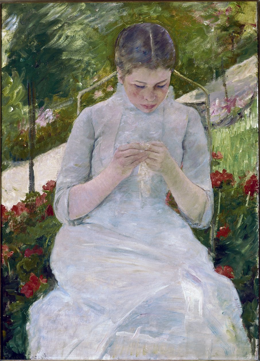 Costura feminina (óleo sobre tela de Mary Stevenson Cassatt