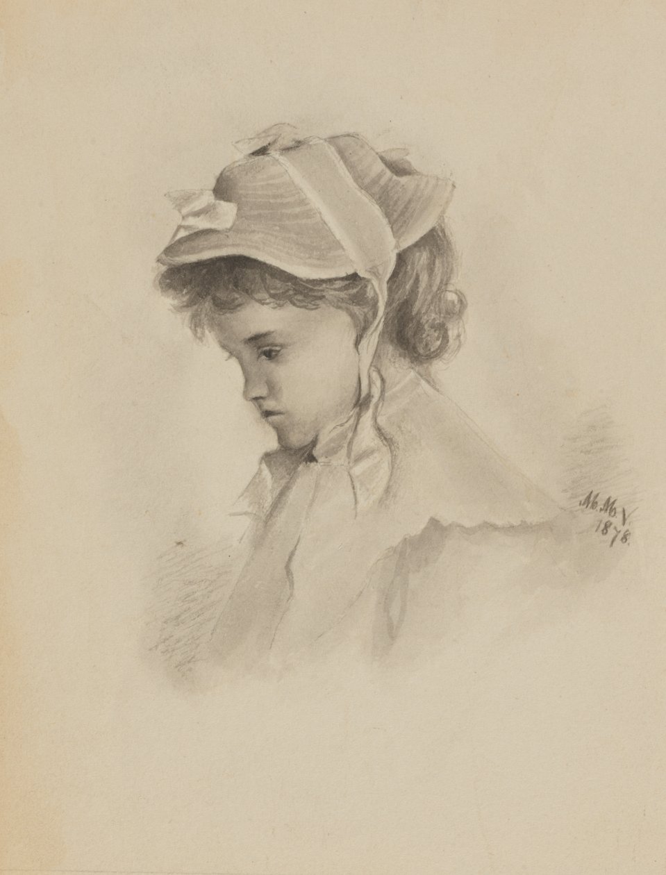 Untitled Head of a Child Looking Down, 1878. de Mary Vaux Walcott