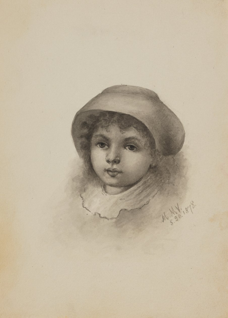 Untitled Head of a Child with Hat, 1878. de Mary Vaux Walcott