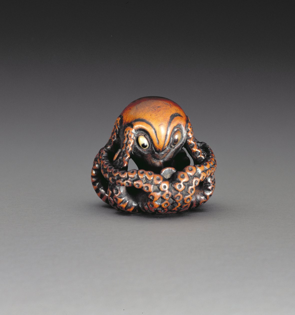 Netsuke representando um polvo, c.1760-70 (madeira e chifre embutido) (para reverso ver 193822) de Masanao