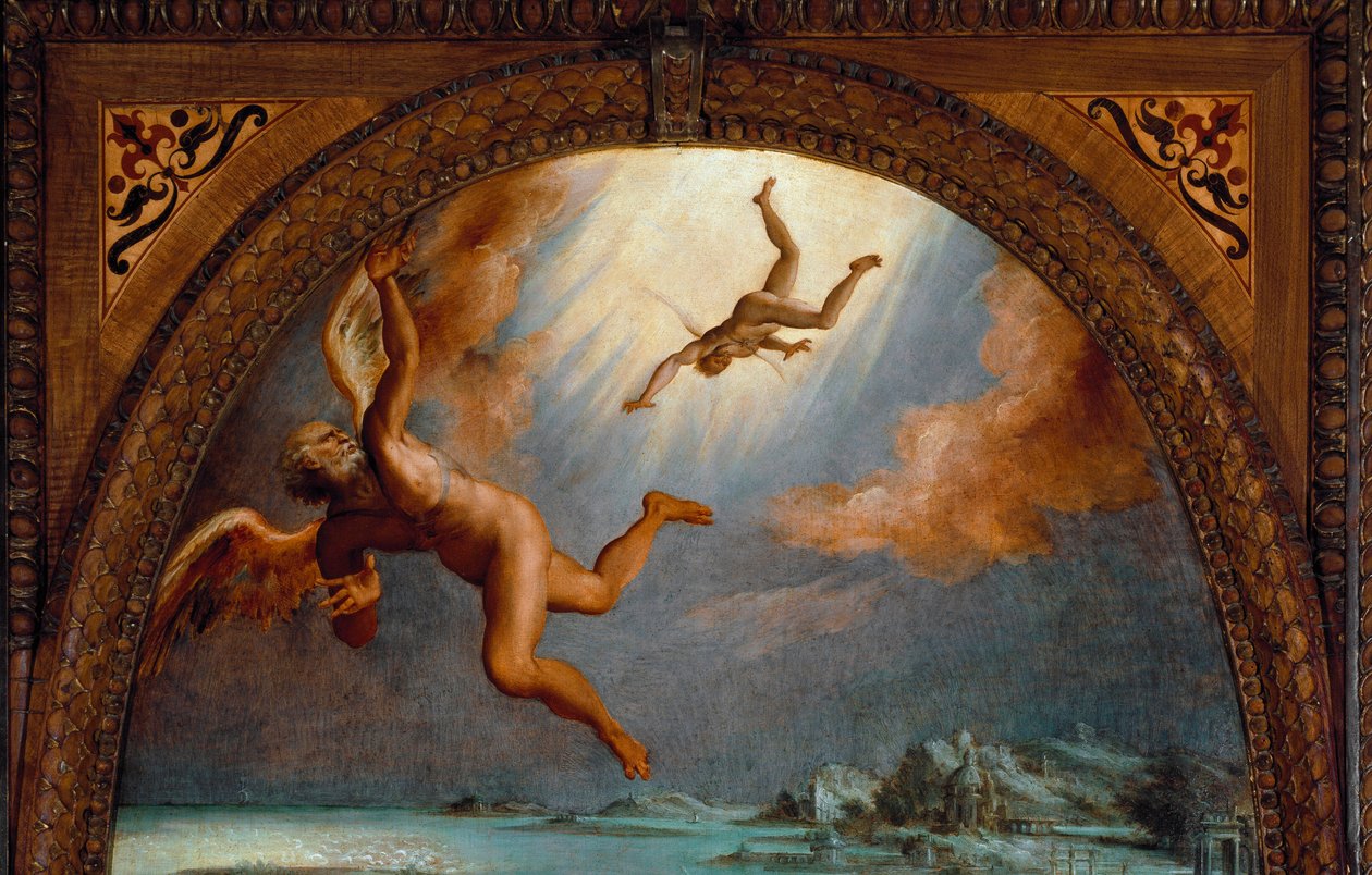 A Queda de Ícaro, detalhe (Pintura de Maso da San Friano