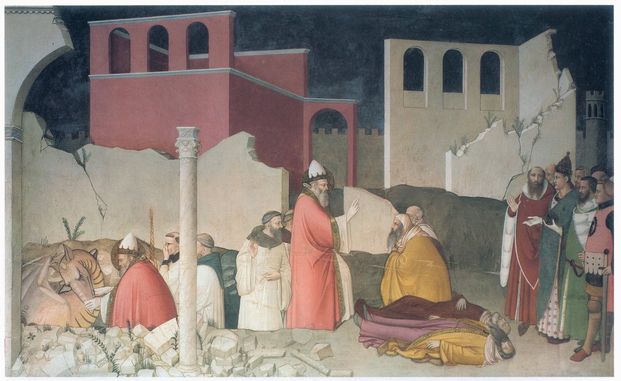 Milagre do Papa São Silvestre, Capela de São Silvestre, c.1337 (fresco) de Maso di Banco