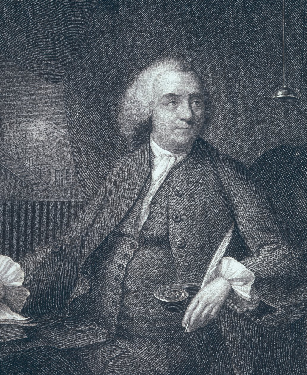 Retrato de Benjamin Franklin, gravado por Edward Fisher (1722-85) de Mason Chamberlin