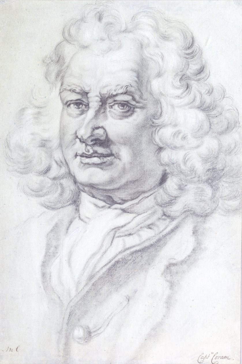 Retrato do Capitão Thomas Coram (c.1668-1751), 1768 (lápis) de Mason Chamberlin