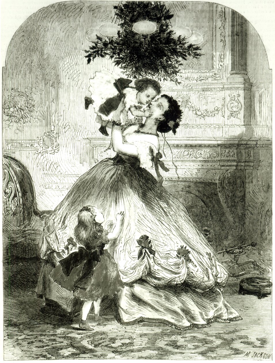 &39;Under the Mistletoe&39; para o Illustrated London News, 1865 (gravura) de Mason Jackson