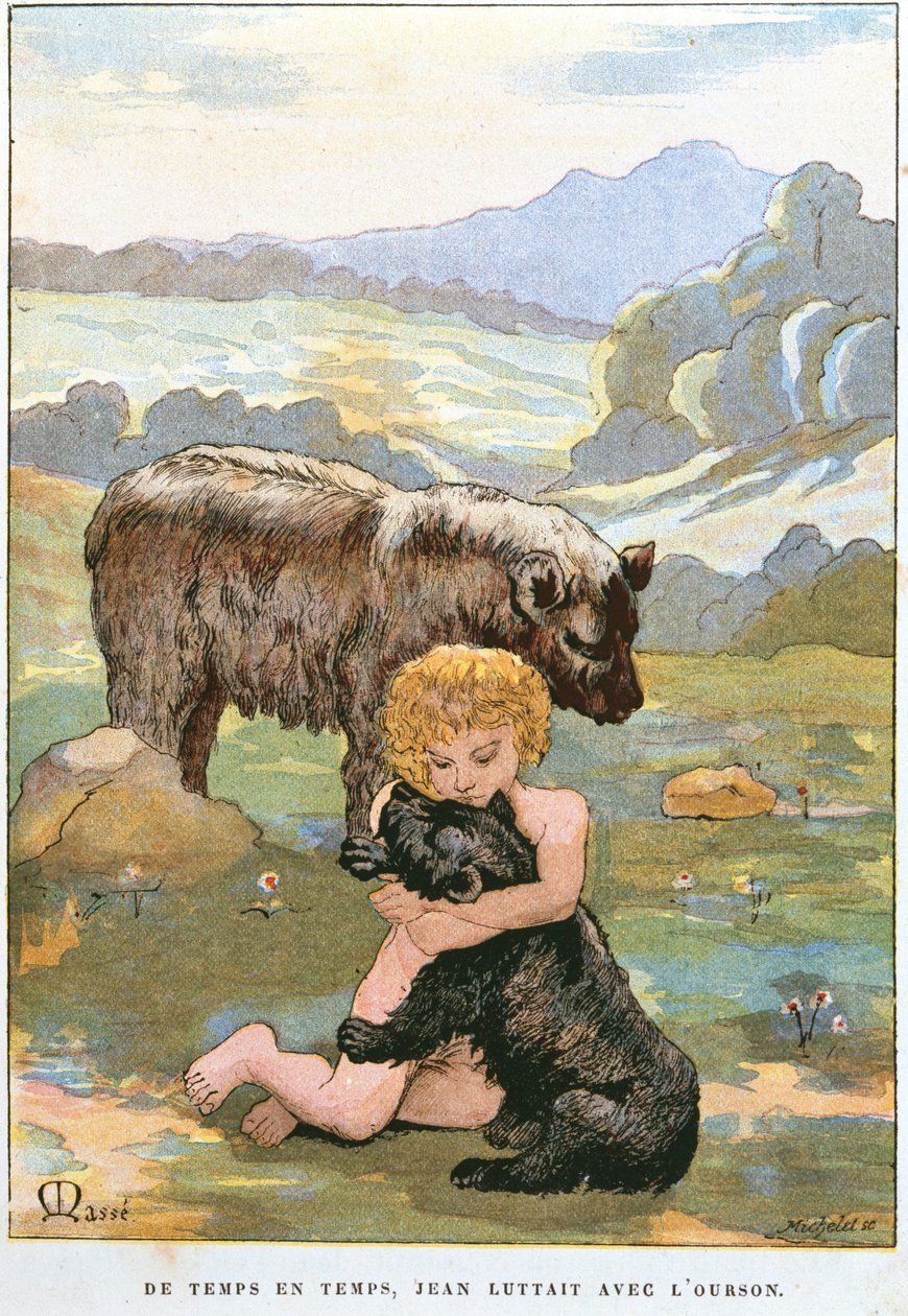 Jean-Lours como uma criança brincando com um bebê Bear, c.1900 de Masse Masse