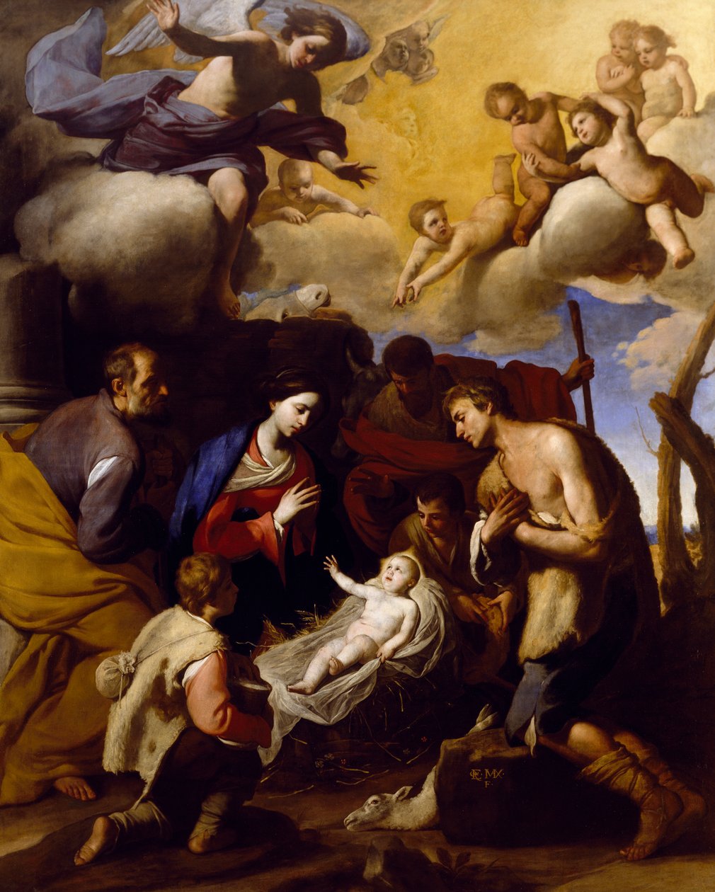 Adoração dos Pastores, de Massimo Stanzione (1585-1656) de Massimo Stanzione