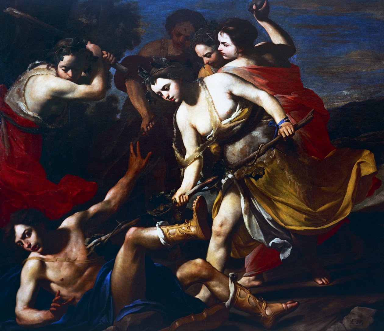 Orfeu batido por Bacchantes de Massimo Stanzione
