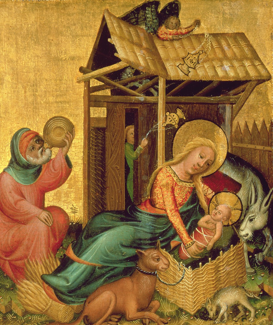 A Natividade, do altar de Buxtehude, 1400-10 (têmpera no painel) de Master Bertram of Minden