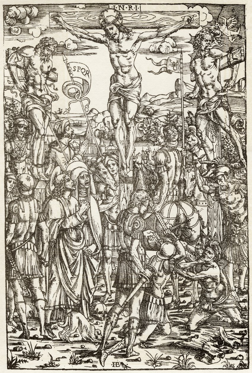 A crucificação, de "Um catálogo de uma coleção de gravuras, gravuras e xilogravuras", de Richard Fisher, publicado em 1879 de Master I.B.