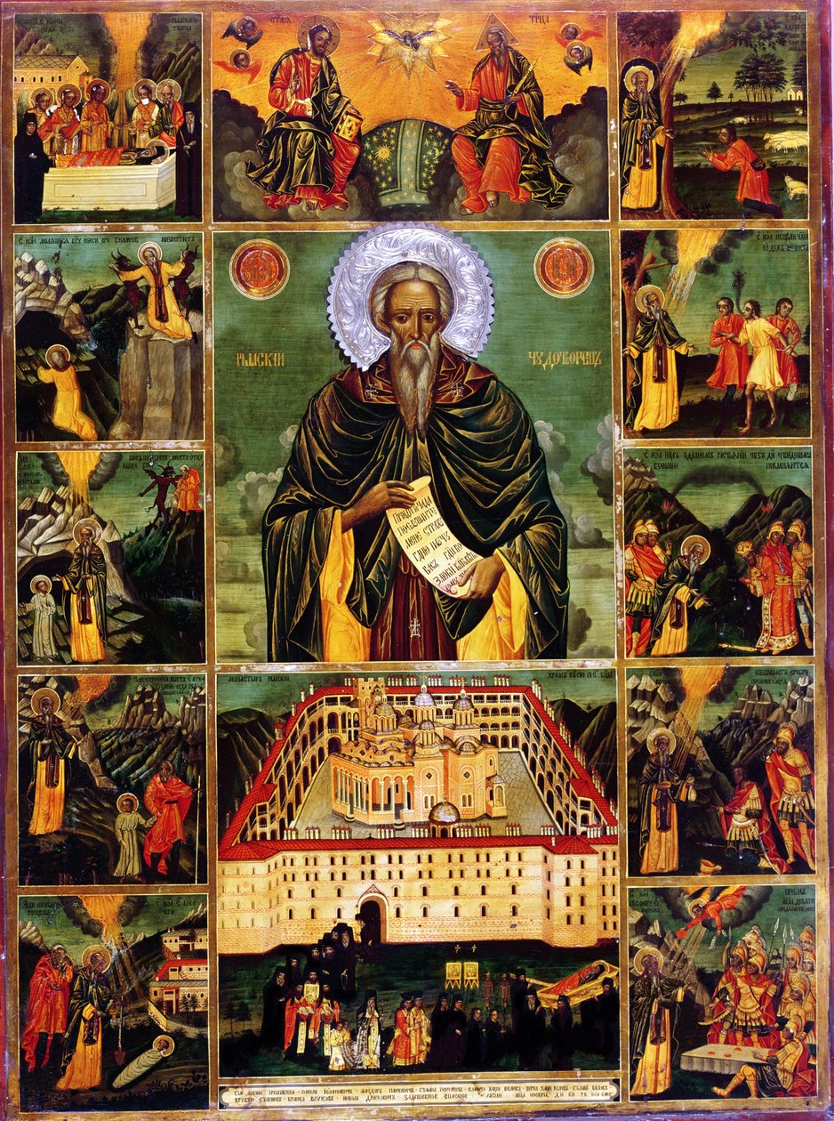 São João de Rila (tempera no painel) de Master John of Samakov