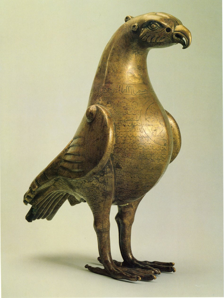 Aquamanile na forma de uma águia, c.800 (bronze incrustado com prata e cobre) de Master Suleiman
