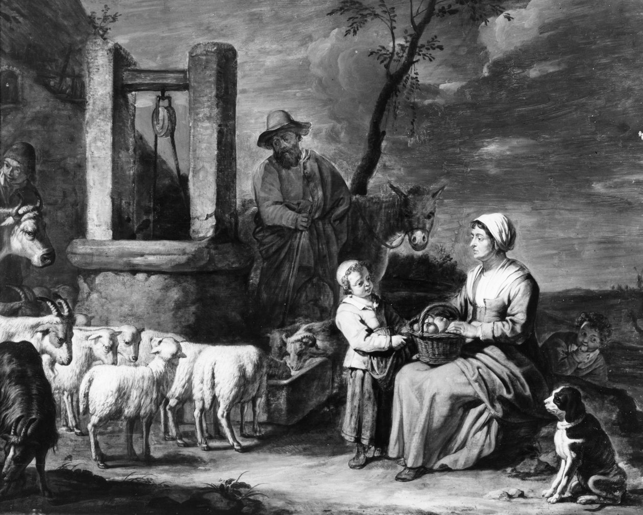 Família camponesa em um poço de Master of the Béguins