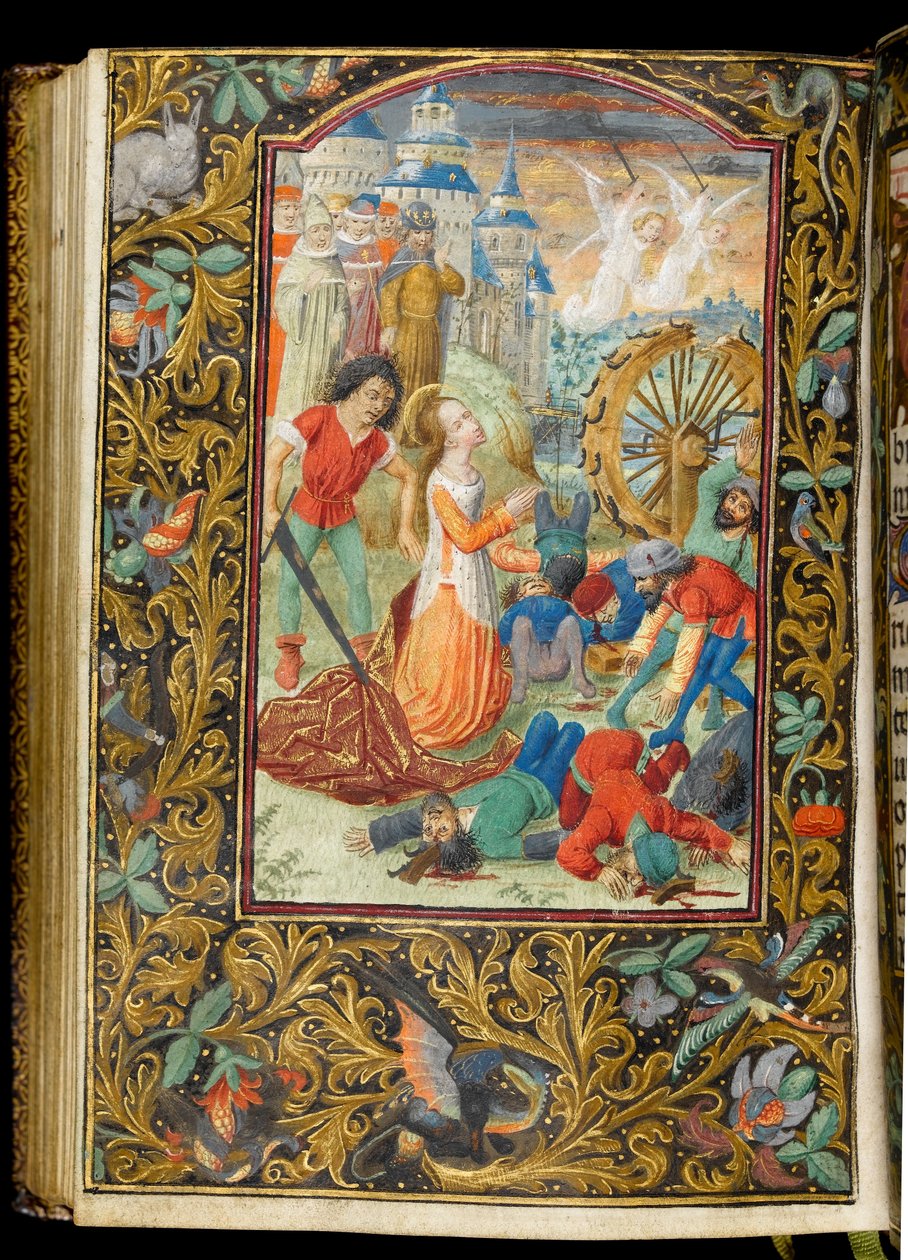 Ms 268 f.140v Martírio de Santa Catarina, c.1475 (tinta em pergaminho) de Master of Fitzwilliam