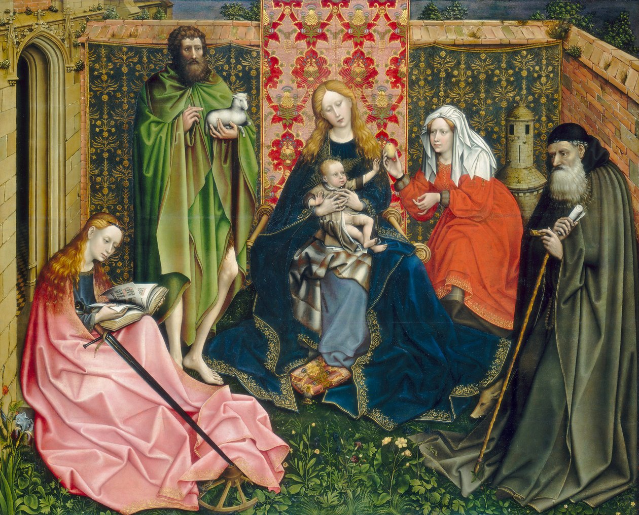 Madonna e o Menino com os Santos no Jardim Fechado, c. 1440- 60 de Master of Flémalle