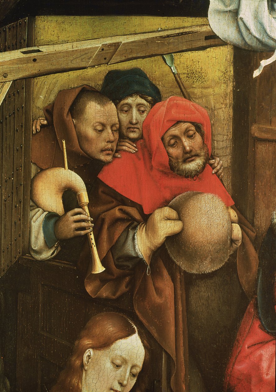 Natividade, detalhe dos pastores, c.1425 (detalhe de 128673) de Master of Flémalle