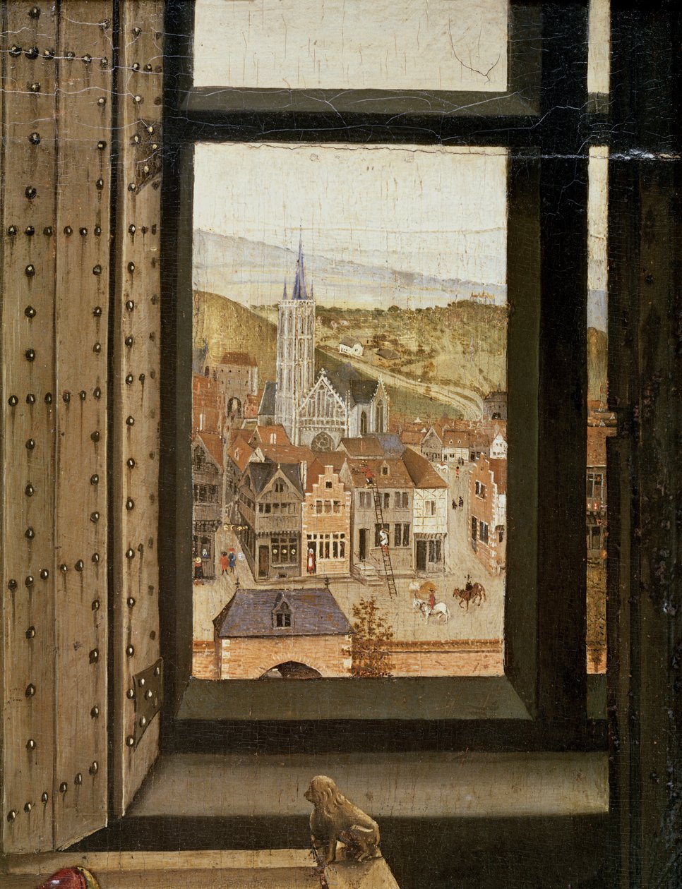 Virgem e criança antes de uma tela de fogo, c.1440 (detalhe de 30033) de Master of Flémalle