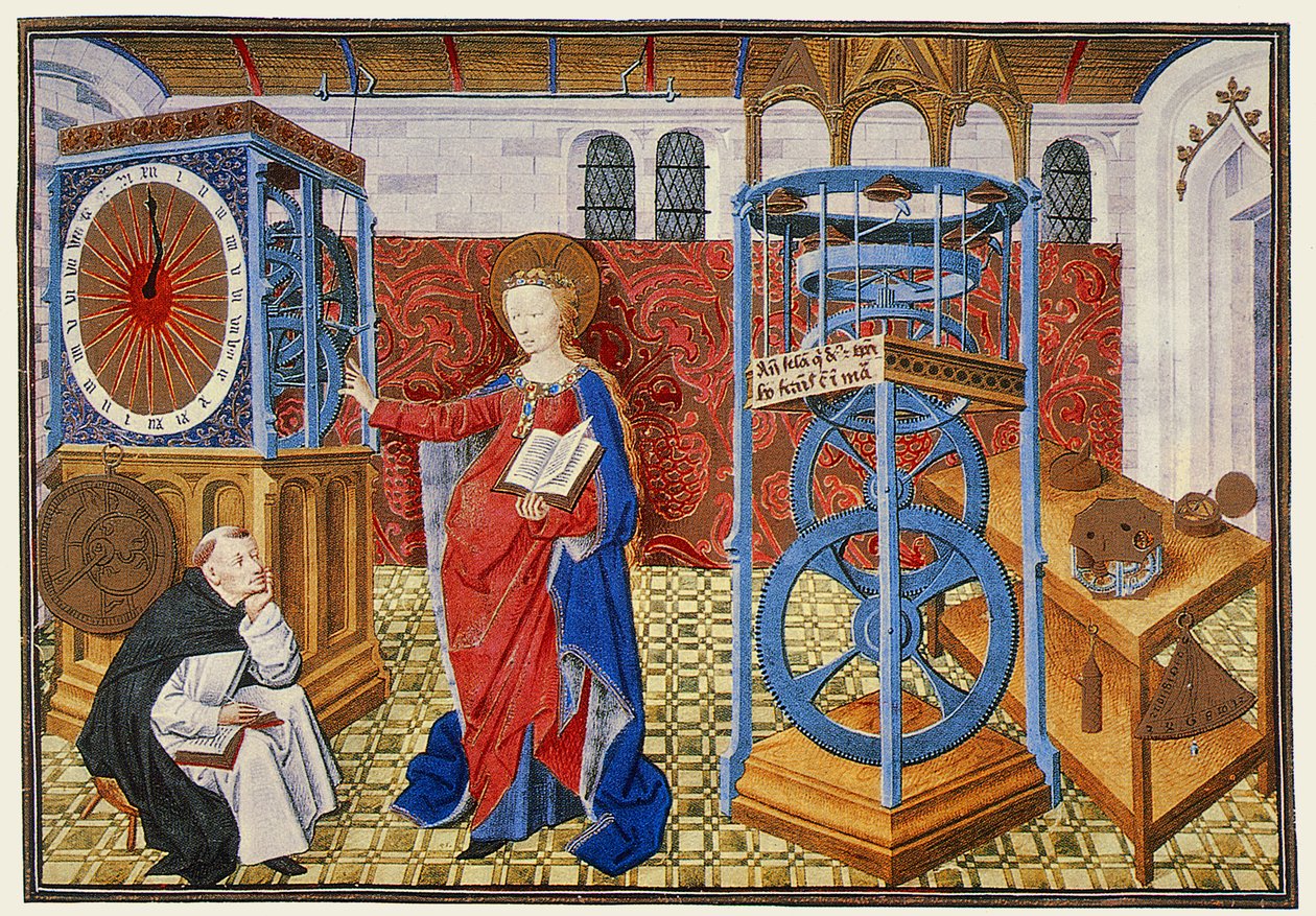 Sabedoria (Sapience) ensinando ao autor os preceitos da temperança, de Horologium Sapientiae de Henri Suso, c.1455 de Master of Jean Rolin II